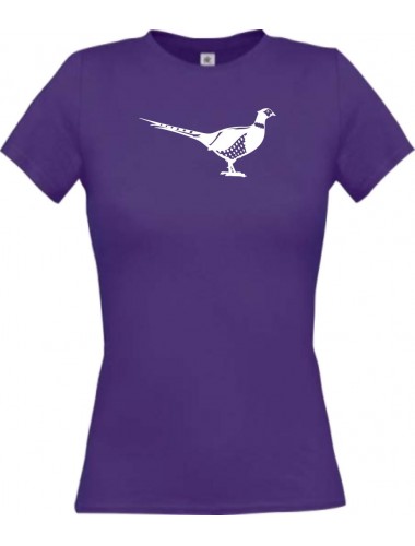 Lady T-Shirt Tiere Fasan, Vogel lila, L