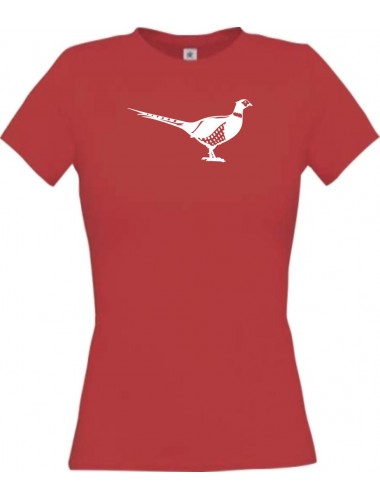 Lady T-Shirt Tiere Fasan, Vogel rot, L