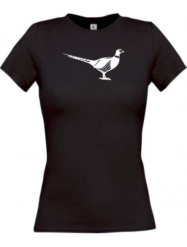 Lady T-Shirt Tiere Fasan, Vogel schwarz, L