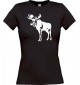 Lady T-Shirt Tiere Elch, Elk, Karibus schwarz, L
