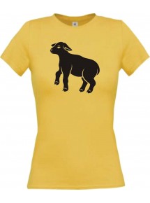 Lady T-Shirt Tiere Schäfchen, Schaf gelb, L