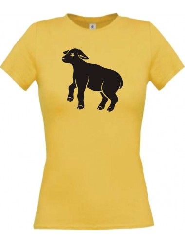 Lady T-Shirt Tiere Schäfchen, Schaf gelb, L