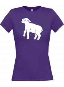Lady T-Shirt Tiere Schäfchen, Schaf lila, L