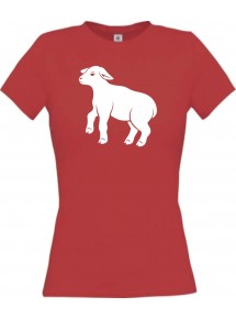 Lady T-Shirt Tiere Schäfchen, Schaf rot, L