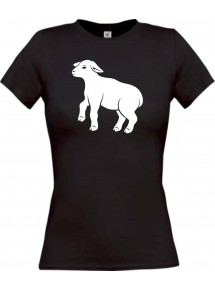 Lady T-Shirt Tiere Schäfchen, Schaf schwarz, L