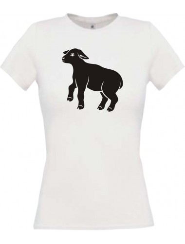 Lady T-Shirt Tiere Schäfchen, Schaf weiss, L