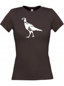 Lady T-Shirt Tiere Fasan Pheasant, Huhn braun, L