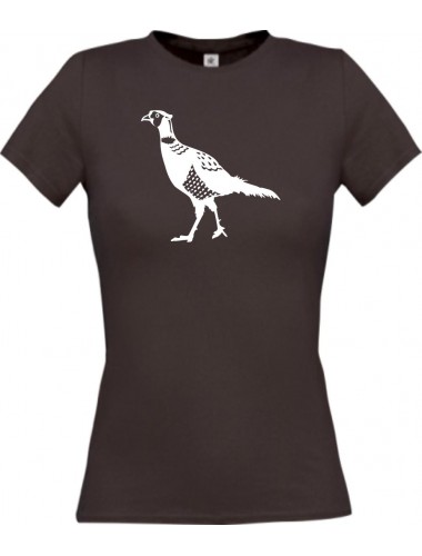 Lady T-Shirt Tiere Fasan Pheasant, Huhn braun, L