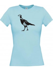 Lady T-Shirt Tiere Fasan Pheasant, Huhn hellblau, L