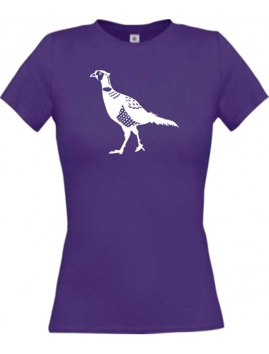 Lady T-Shirt Tiere Fasan Pheasant, Huhn lila, L
