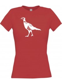Lady T-Shirt Tiere Fasan Pheasant, Huhn rot, L