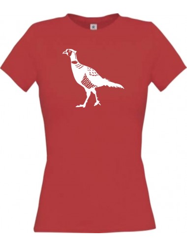 Lady T-Shirt Tiere Fasan Pheasant, Huhn rot, L