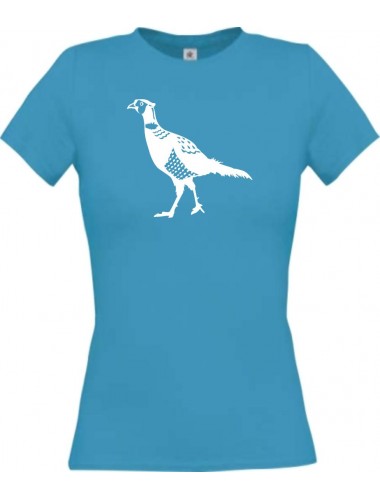 Lady T-Shirt Tiere Fasan Pheasant, Huhn türkis, L