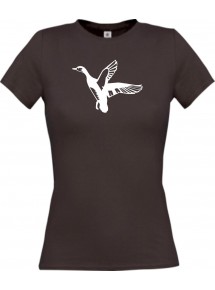 Lady T-Shirt Tiere Wildgans, Duck, Ente, Goose braun, L
