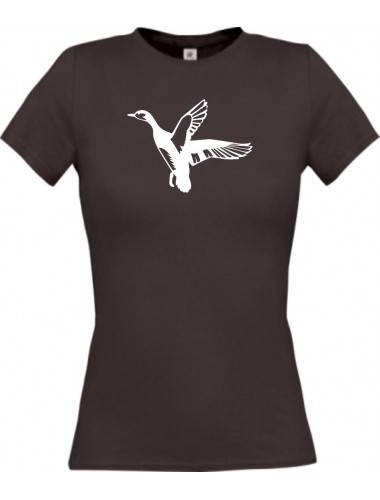 Lady T-Shirt Tiere Wildgans, Duck, Ente, Goose braun, L