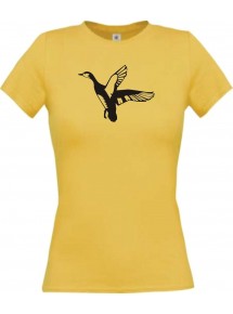 Lady T-Shirt Tiere Wildgans, Duck, Ente, Goose gelb, L