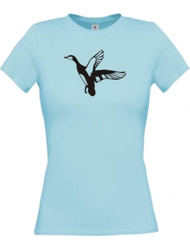 Lady T-Shirt Tiere Wildgans, Duck, Ente, Goose hellblau, L
