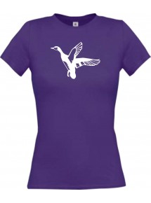 Lady T-Shirt Tiere Wildgans, Duck, Ente, Goose lila, L