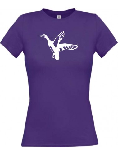 Lady T-Shirt Tiere Wildgans, Duck, Ente, Goose lila, L