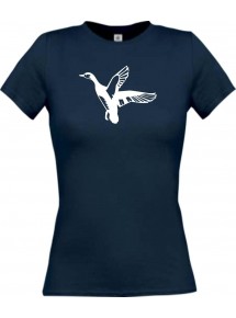 Lady T-Shirt Tiere Wildgans, Duck, Ente, Goose navy, L