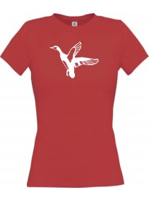 Lady T-Shirt Tiere Wildgans, Duck, Ente, Goose rot, L