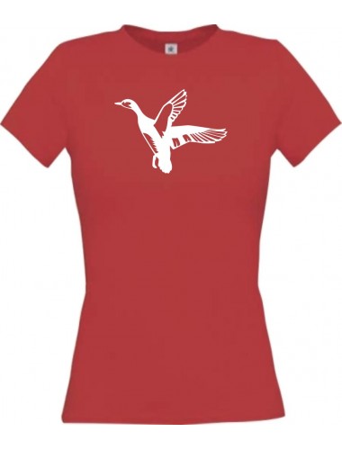 Lady T-Shirt Tiere Wildgans, Duck, Ente, Goose rot, L