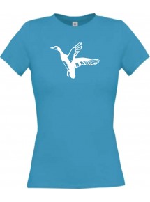 Lady T-Shirt Tiere Wildgans, Duck, Ente, Goose türkis, L