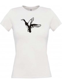 Lady T-Shirt Tiere Wildgans, Duck, Ente, Goose weiss, L