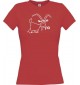 Lady T-Shirt Funny Tiere Ziege Steinbock  rot, L