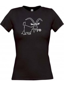 Lady T-Shirt Funny Tiere Ziege Steinbock  schwarz, L