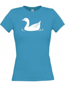 Lady T-Shirt Tiere Ente, Duck türkis, L