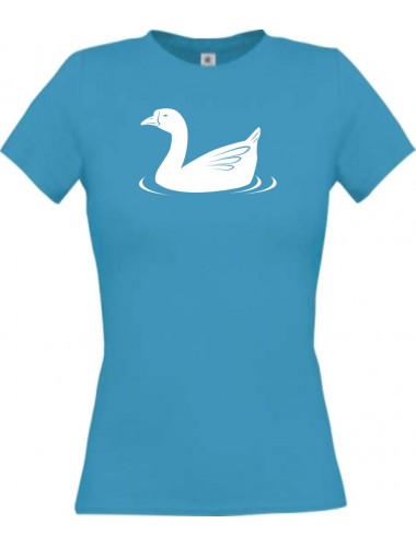 Lady T-Shirt Tiere Ente, Duck türkis, L