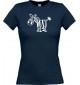 Lady T-Shirt Funny Tiere Zebra navy, L