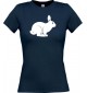 Lady T-Shirt Tiere Hase, Rammler, Häschen navy, L