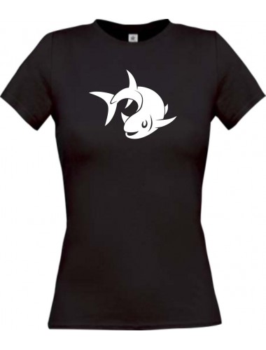 Lady T-Shirt Tiere Fisch Fish schwarz, L