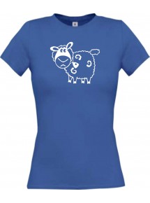 Lady T-Shirt Funny Tiere Schaf Schäfchen royal, L