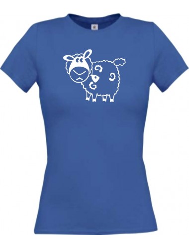 Lady T-Shirt Funny Tiere Schaf Schäfchen royal, L