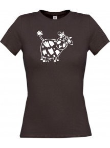 Lady T-Shirt Funny Tiere Kuh braun, L