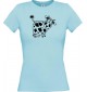 Lady T-Shirt Funny Tiere Kuh hellblau, L