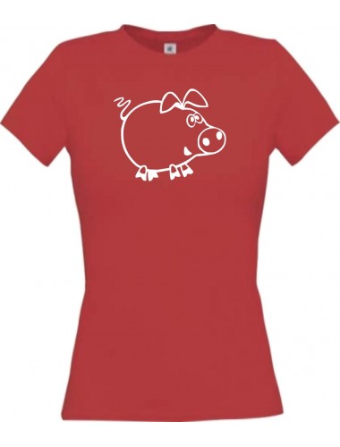 Lady T-Shirt Funny Tiere Schweinchen Schwein Ferkel