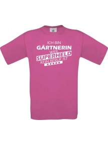 Männer-Shirt Ich bin Gärtnerin, weil Superheld kein Beruf ist, pink, Größe L