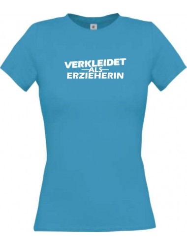 Lady T-Shirt verkleidet als Erzieherin türkis, L