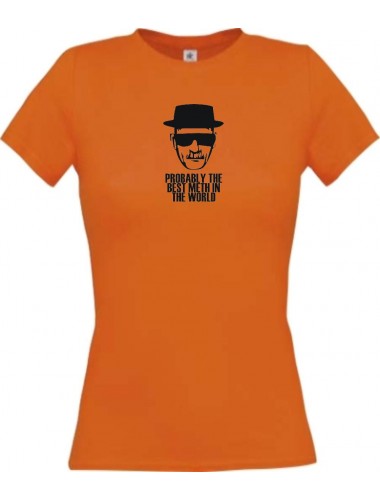 Lady T-Shirt breaking Bad White Cook Chemistry Walter kult, orange, L