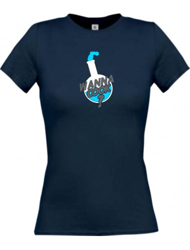 Top Lady T-Shirt Wanna Cook Reagenzglas Test Tube navy, L