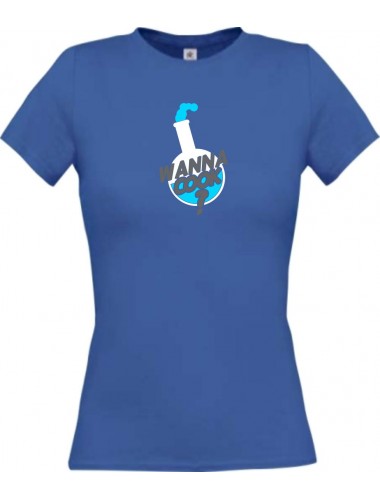 Top Lady T-Shirt Wanna Cook Reagenzglas Test Tube royal, L