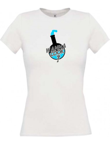 Top Lady T-Shirt Wanna Cook Reagenzglas Test Tube weiss, L