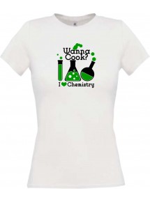 Top Lady T-Shirt Wanna Cook Reagenzglas I love Chemistry weiss, L