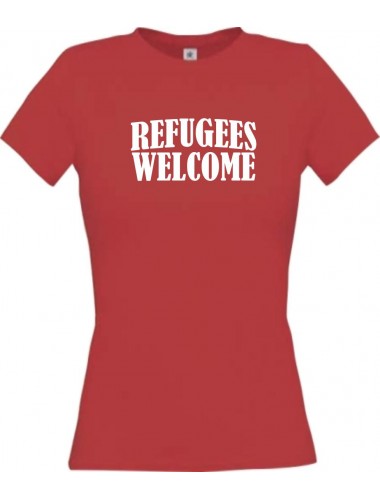 Lady T-Shirt Refugees Welcome, Flüchtlinge willkommen, Bleiberecht, XS-XL