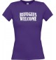 Lady T-Shirt Refugees Welcome, Flüchtlinge willkommen, Bleiberecht, lila, L