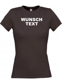 Lady Shirt mit Ihrem Wunschtext, Logo oder Motive individuell bedruckt, braun, L